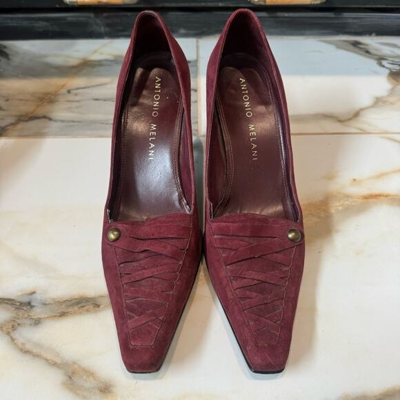 Antonio Melani Women’s Suede Corset Pointed Toe Heels Pumps Burgundy Size 9 - Picture 9 of 9